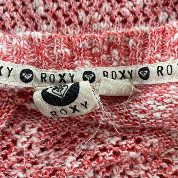 Roxy Cropped High Low Heathered Pink Knit Pullover Sweater Size Medium - Picture 6 of 6